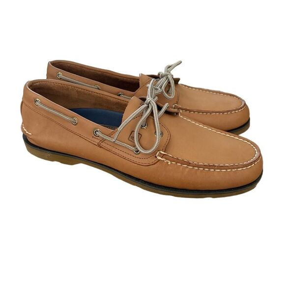 Sperry Boat Shoes Mens Tan Classic Nautical Genuine Leather Preppy Casual